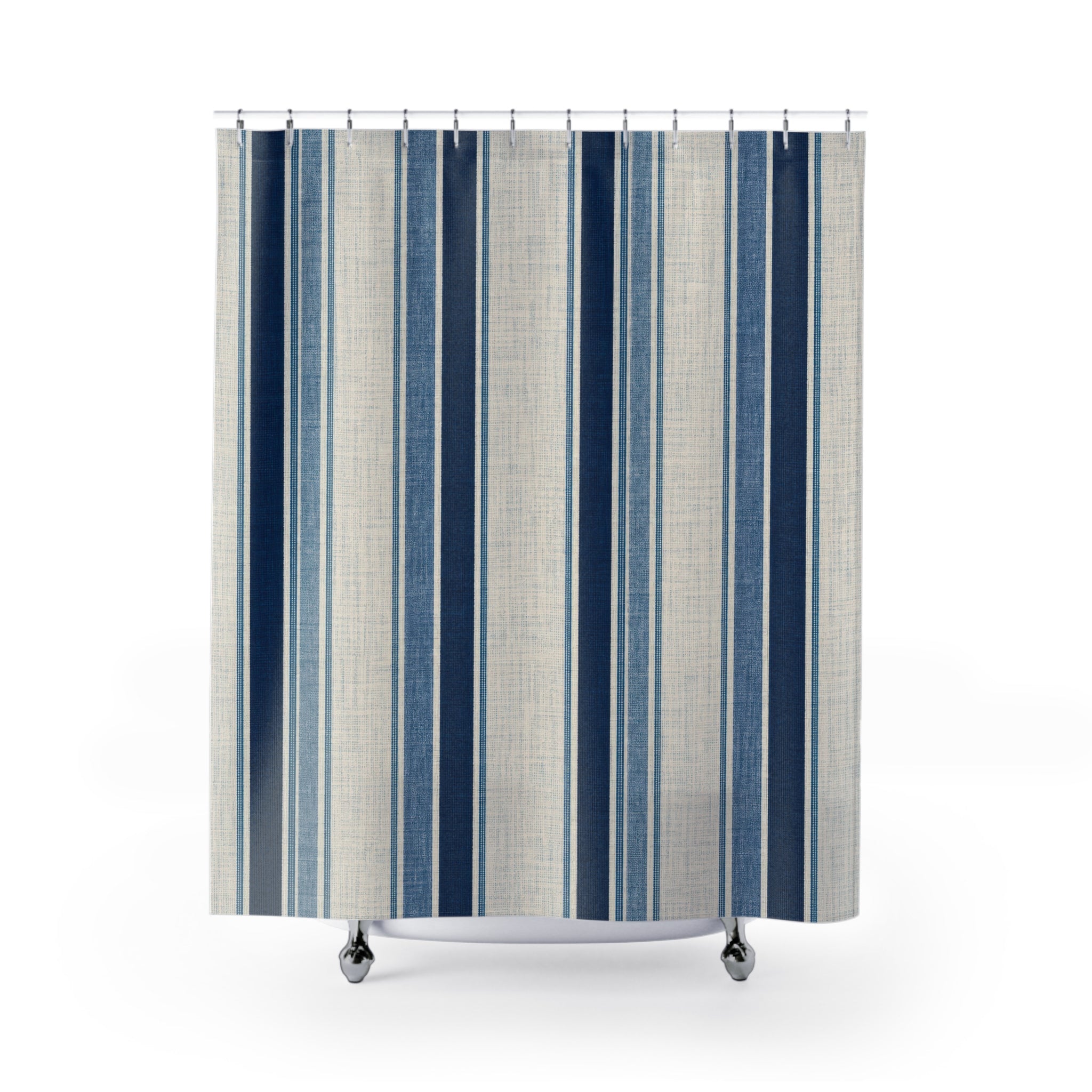 Light Navy Gray Blue Stripe Shower Curtain