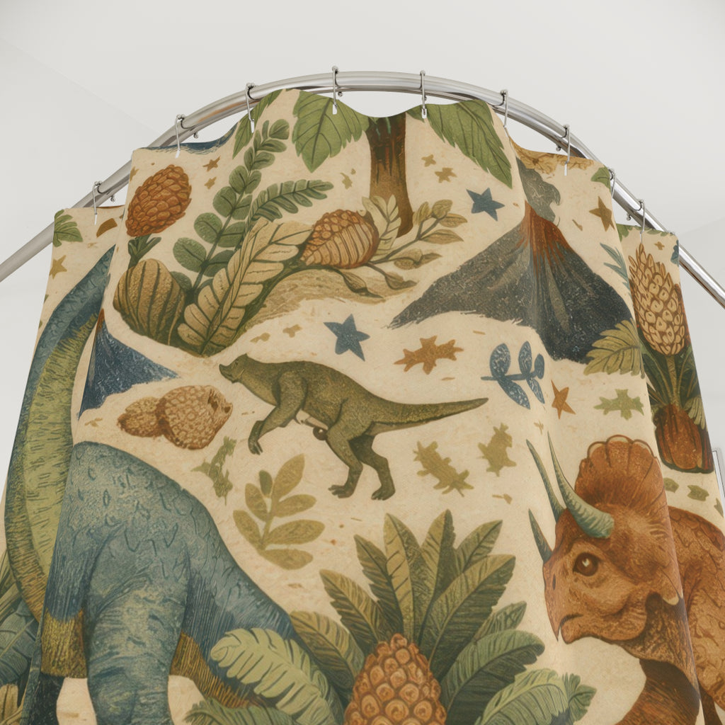 Kids Dinosaur Shower Curtain – Green & Blue Jurassic