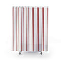 White and Red Striped Shower Curtain: Sharp Vertical Stripe