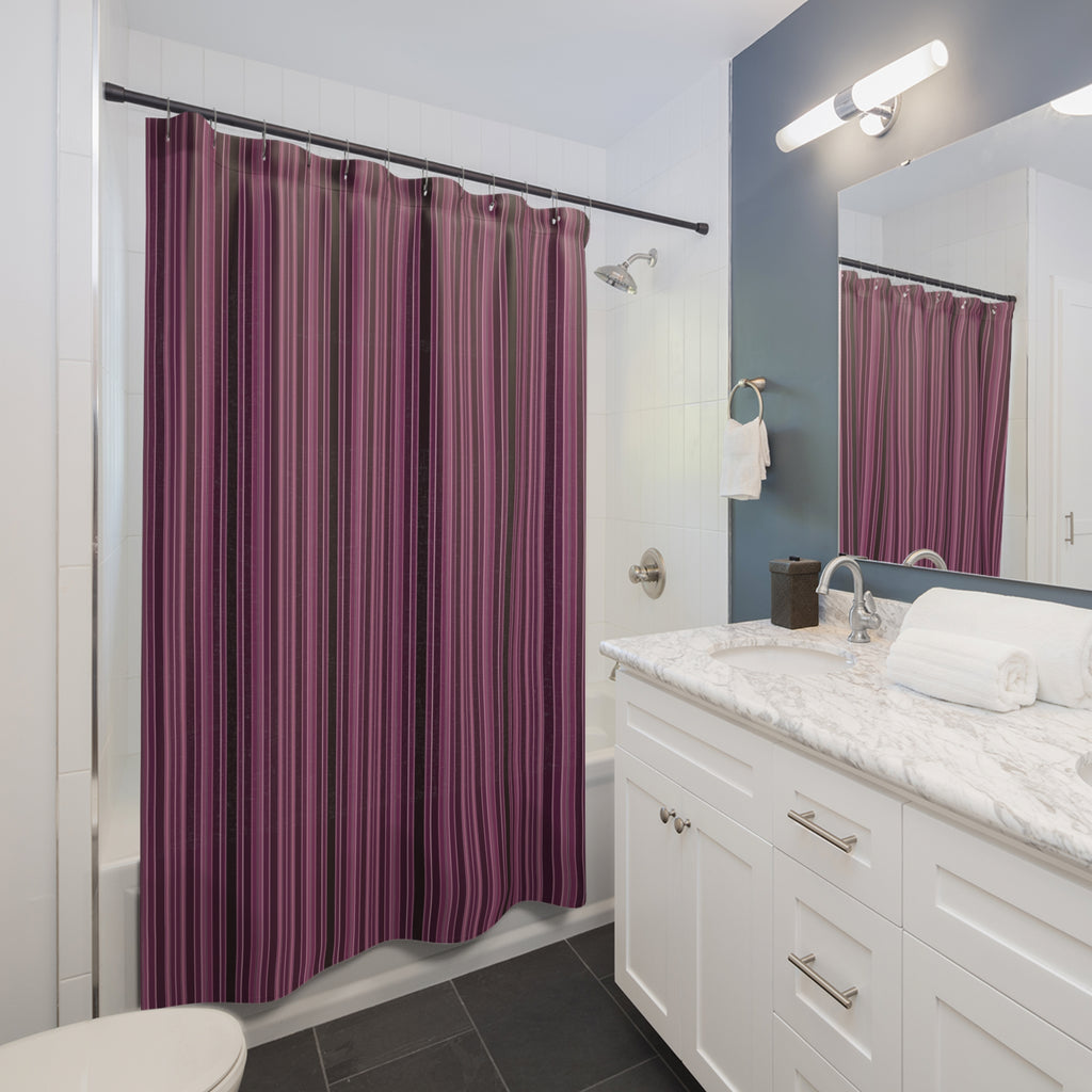 Plum Striped Shower Curtain — Purple and Pink