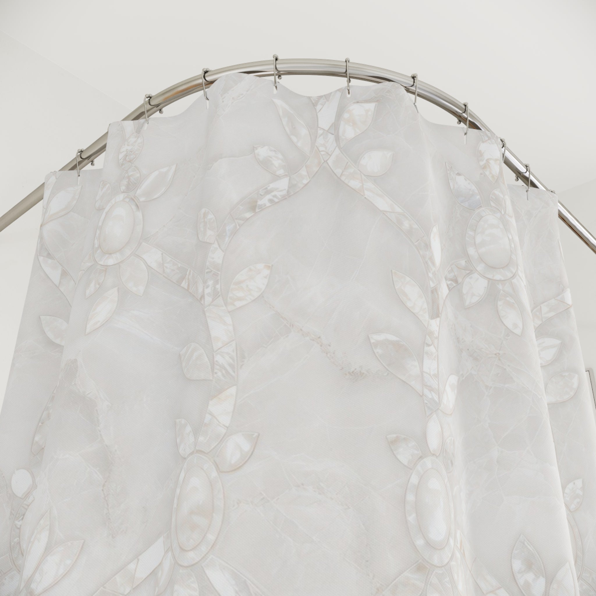White Pearl Inlay Lattice Shower Curtain