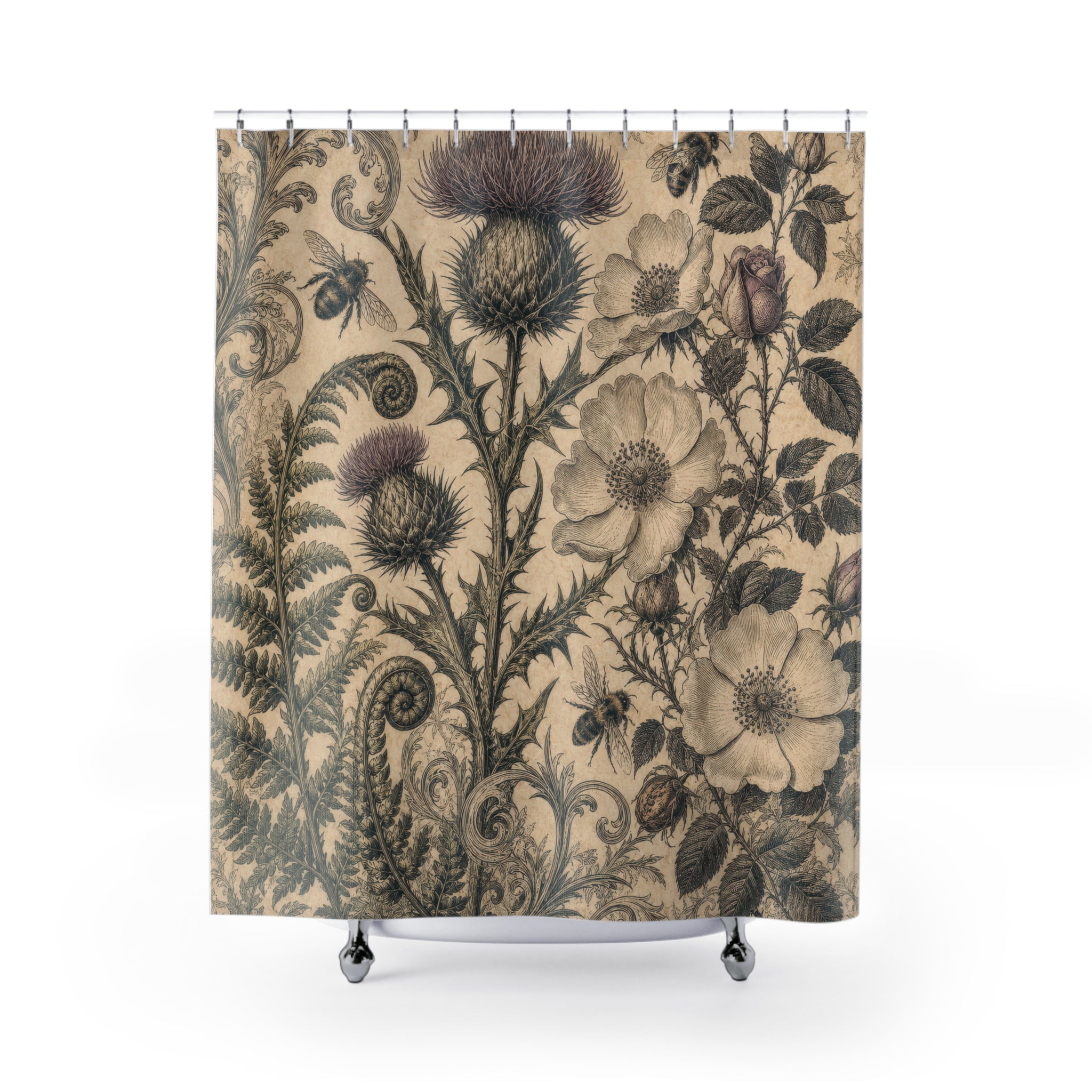 Thistle Engraving Shower Curtain