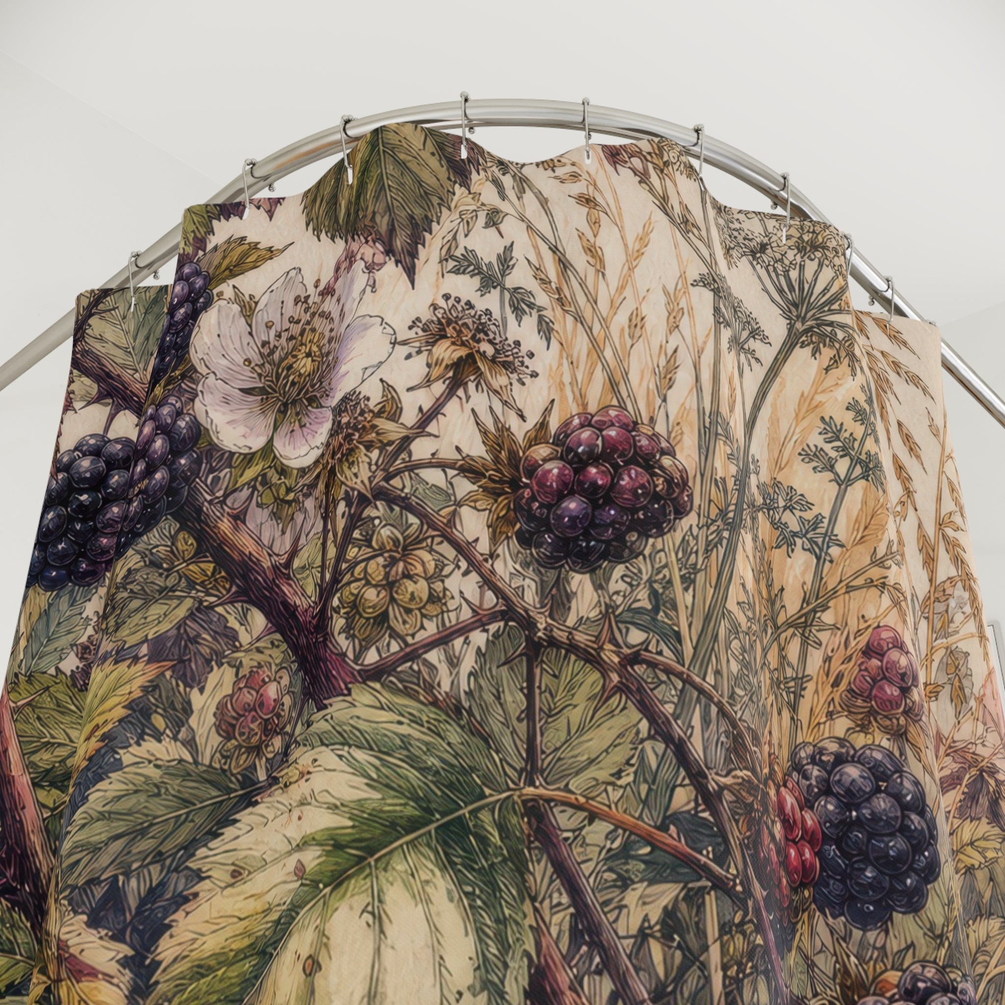 Ink Watercolor Blackberry Bramble Shower Curtain