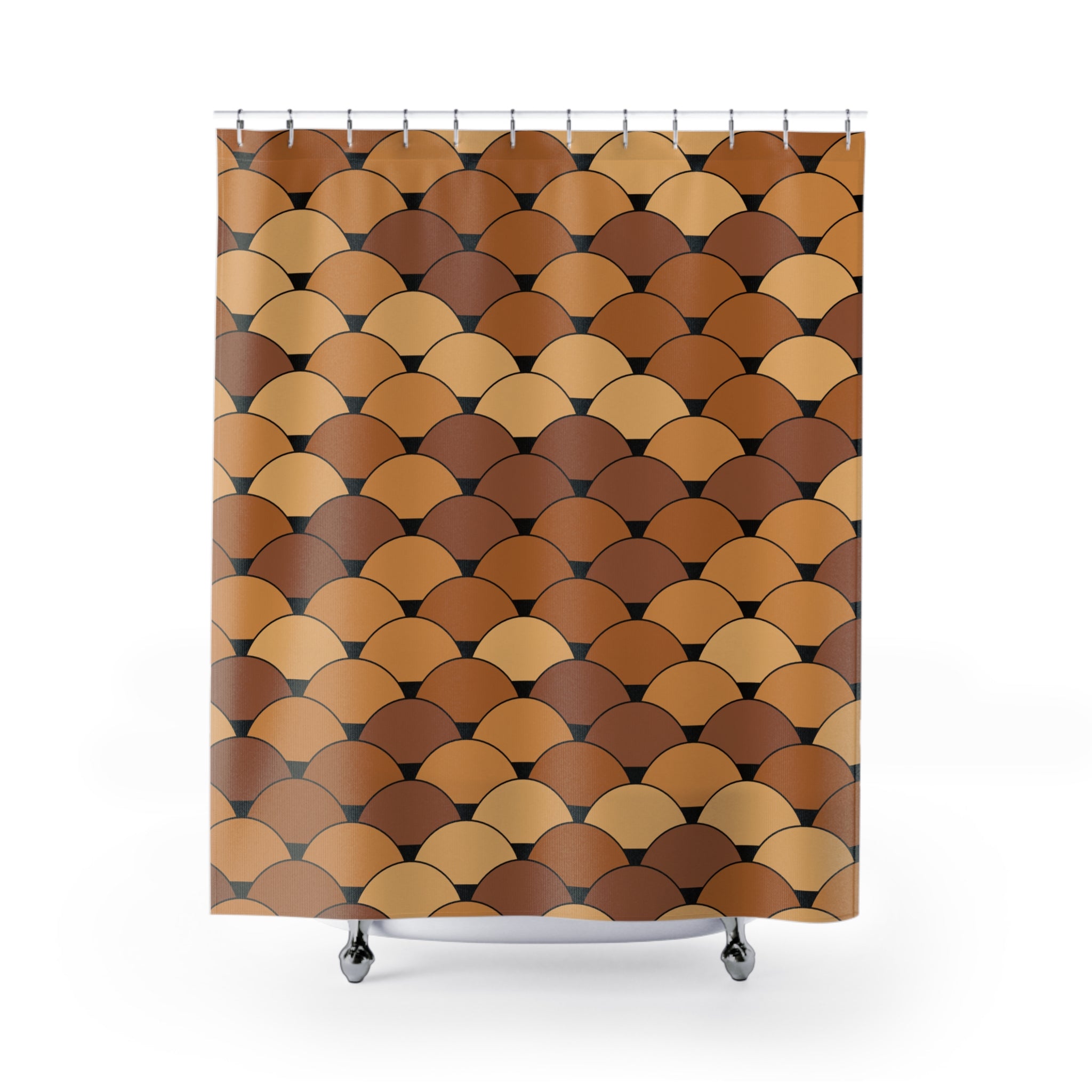Copper Black Shower Curtain: Art Deco Scallop