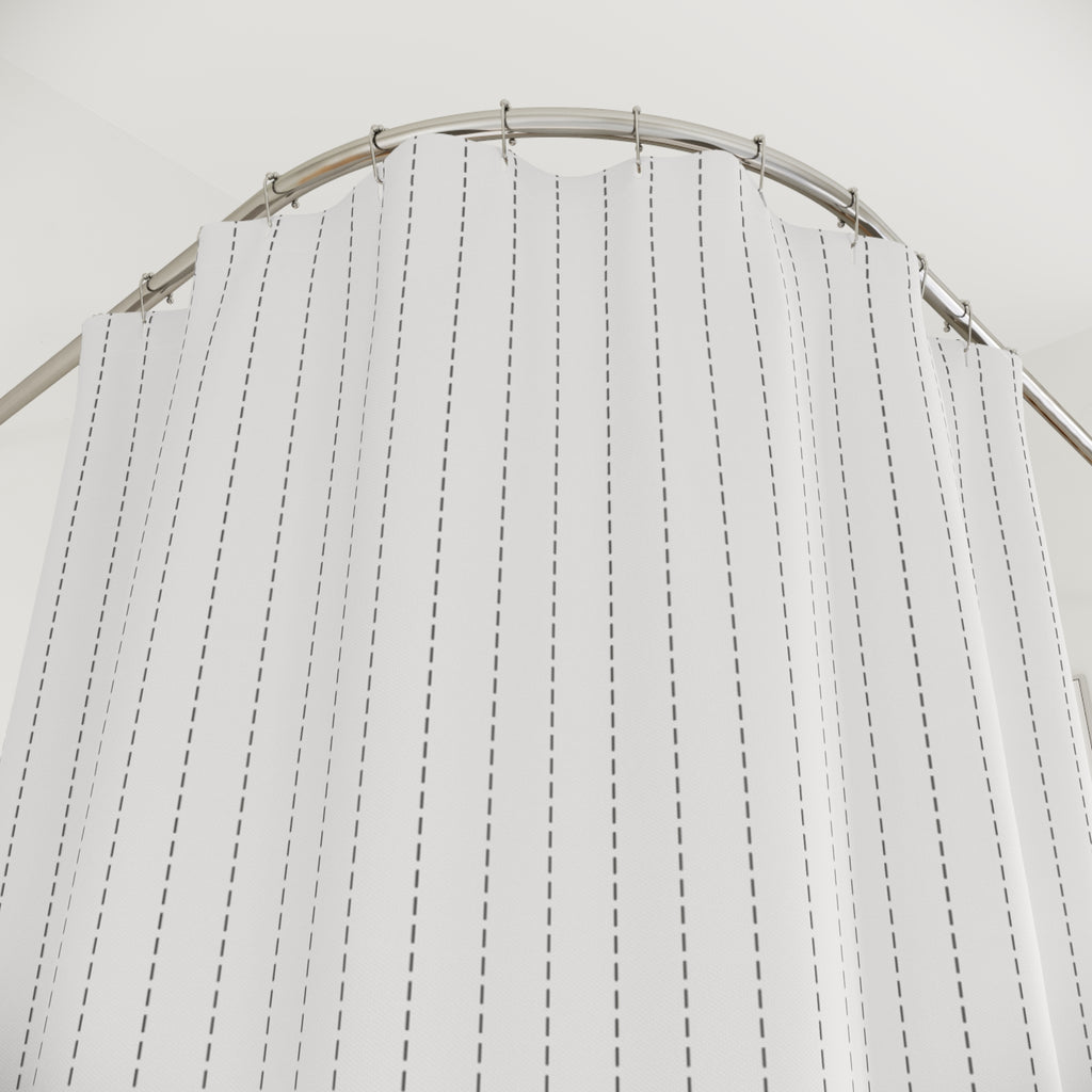 Grey and White Dash Stripe Shower Curtain
