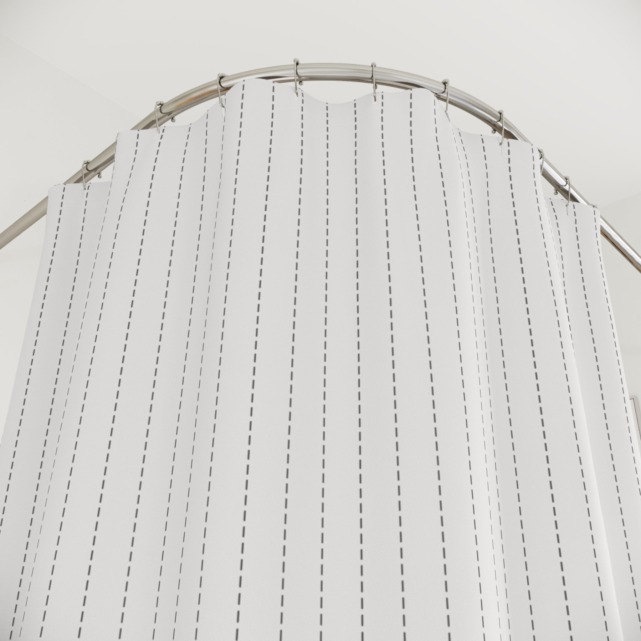 Grey and White Dash Stripe Shower Curtain