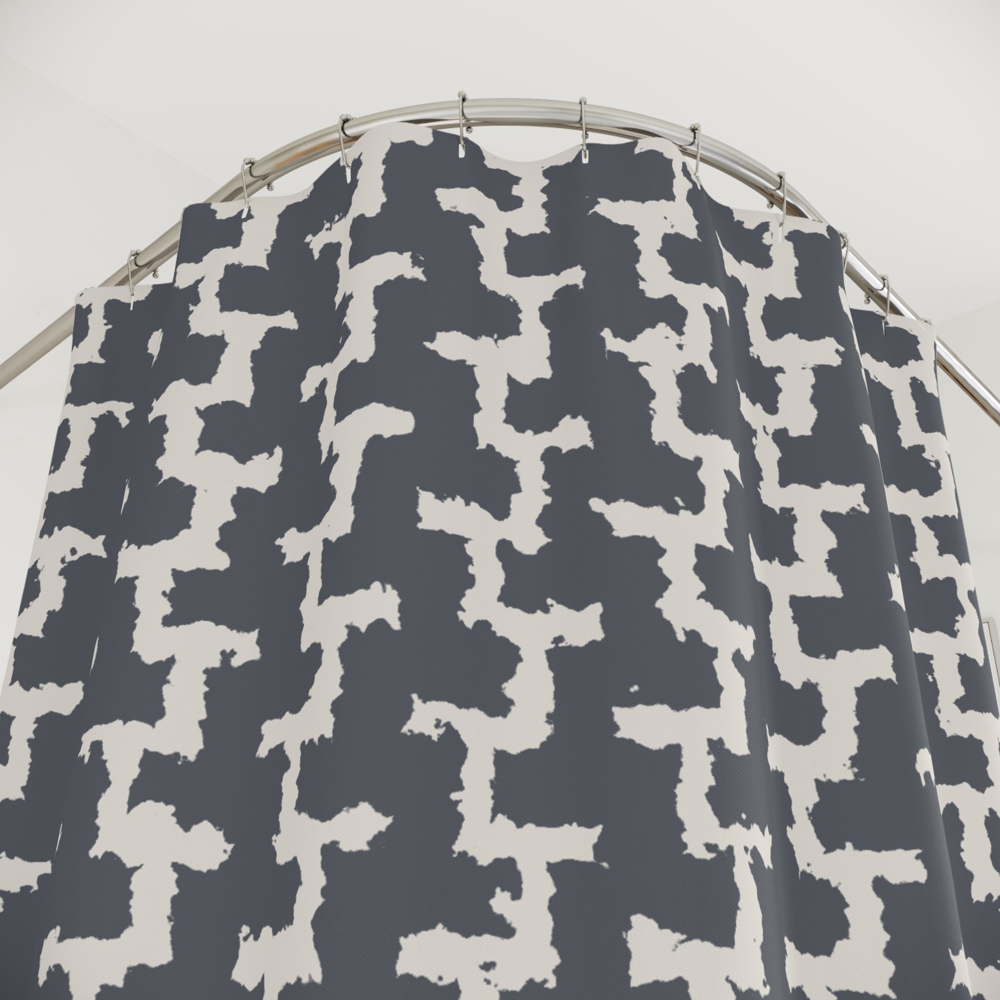 Greek Key Shower Curtain – Grey and Cream