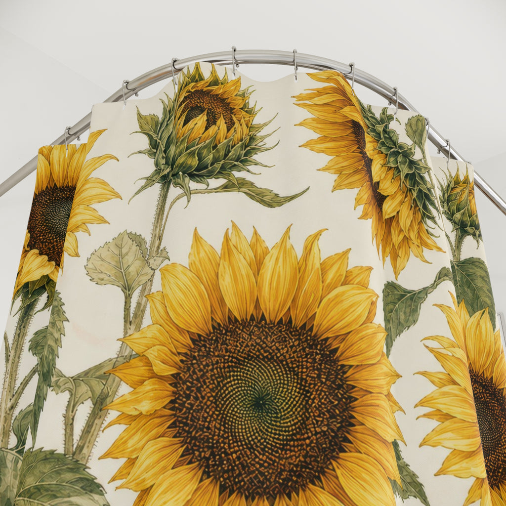 Yellow Flower Botanical Shower Curtain