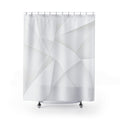 White Geometric Shower Curtain, Modern Faceted Bath Decor, Triangle Fold Pattern, Minimal Guest Bathroom Decor, Spa White Style Decor