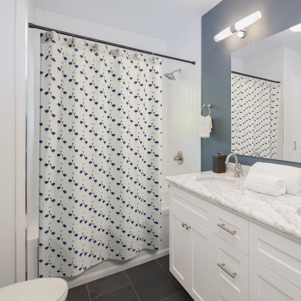 Chinoiserie Crane Shower Curtain – Blue & White