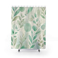 Mint Green Shower Curtain, Airy Botanical Leaf Pattern, Sage Floral Bath Decor, Soft Garden Guest Bathroom Accent, Fresh Pastel Style