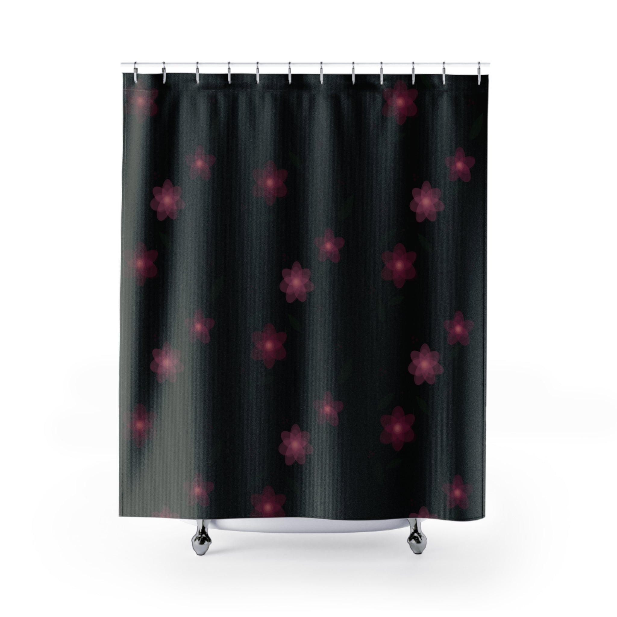 Dark Floral Shower Curtain – Moody Pink