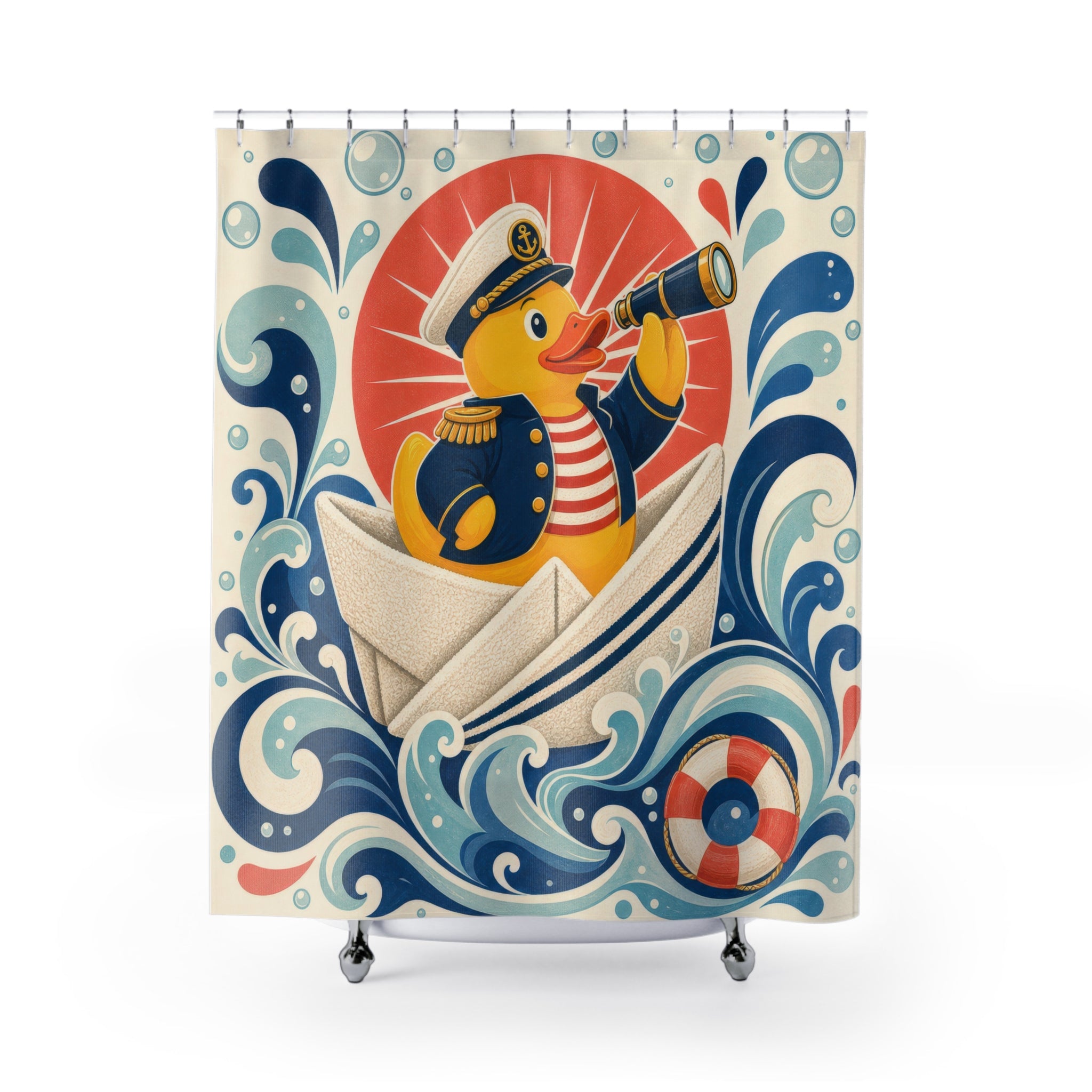 Duck Sailor Paper Boat Shower Curtain