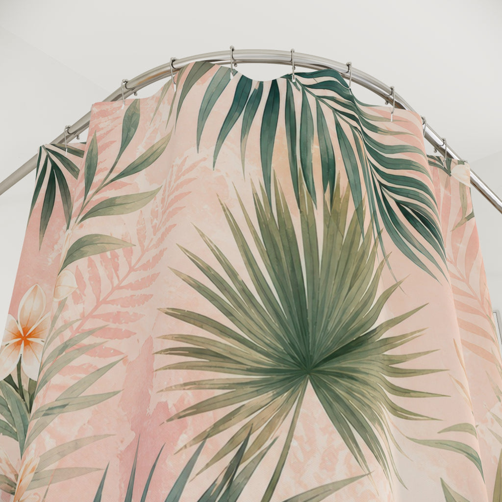 Blush Palm Leaf Shower Curtain