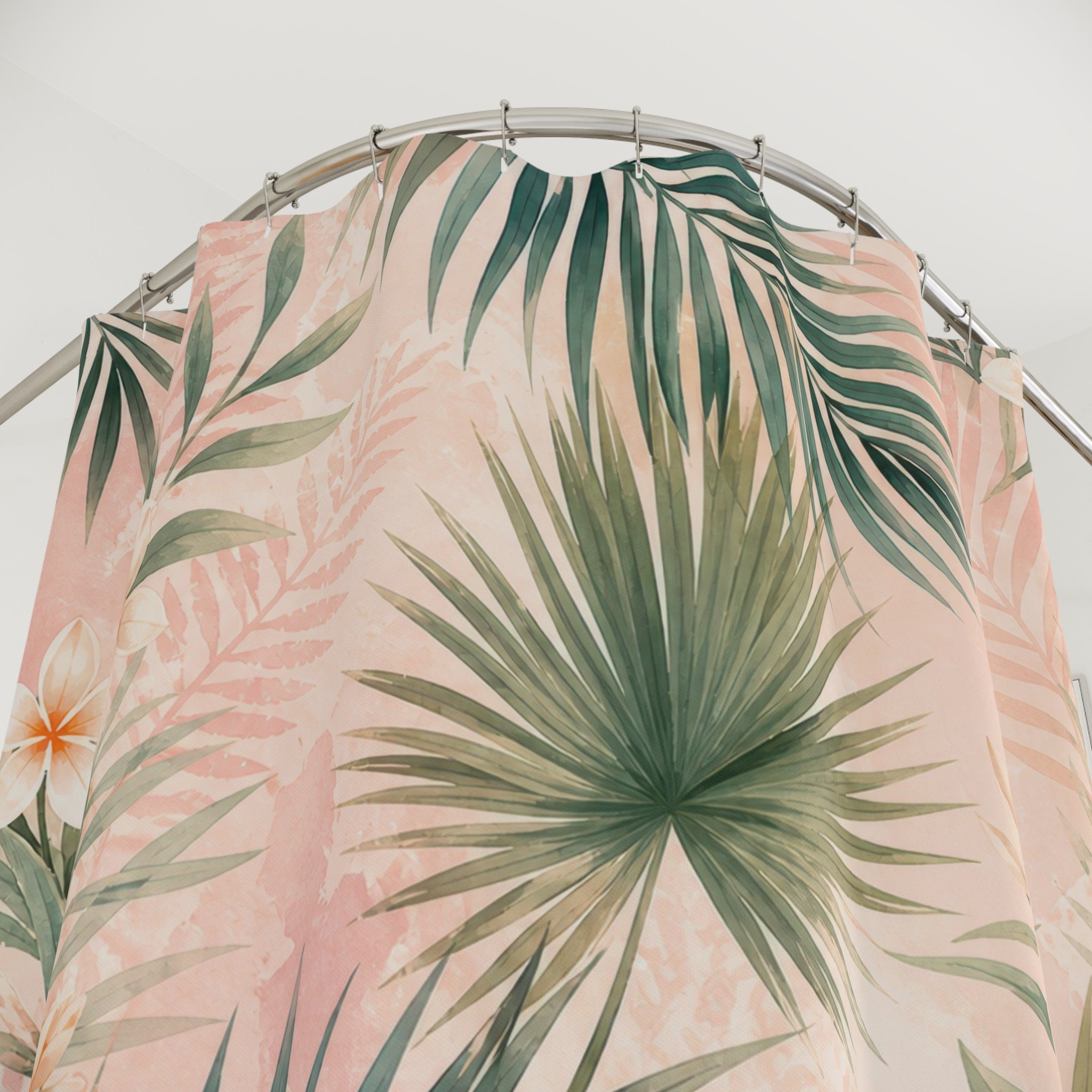 Blush Palm Leaf Shower Curtain