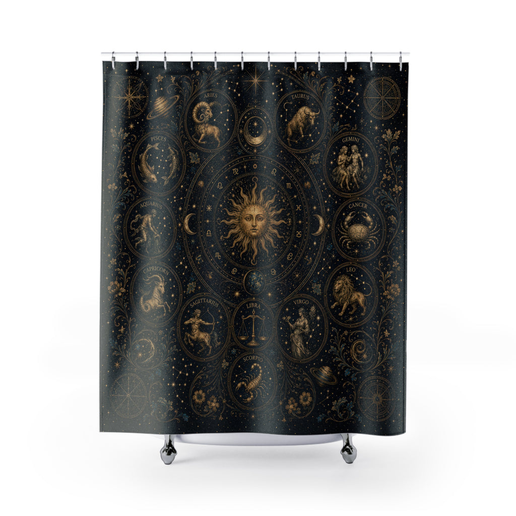 Celestial Zodiac Shower Curtain: Moon Stars
