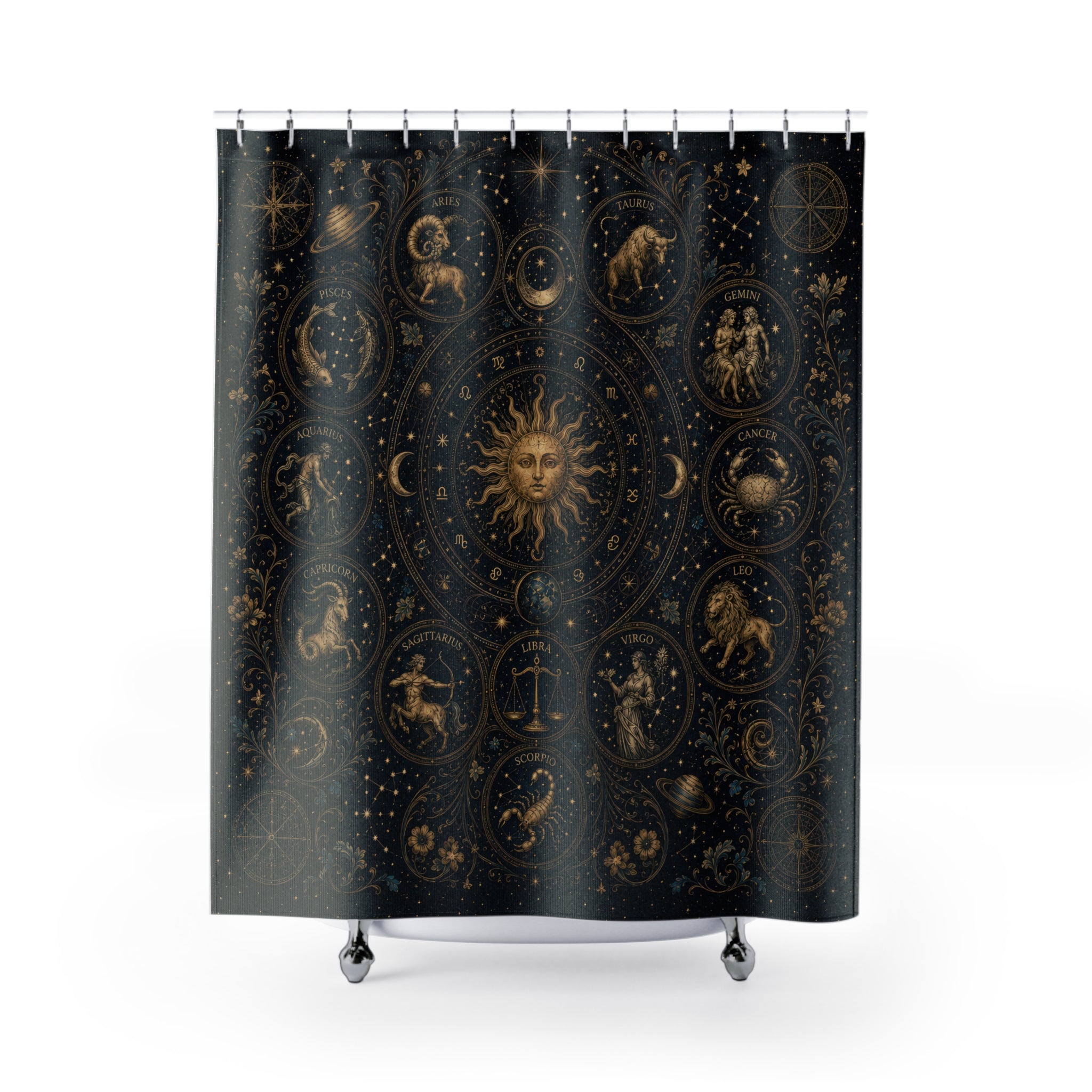 Celestial Zodiac Shower Curtain: Moon Stars