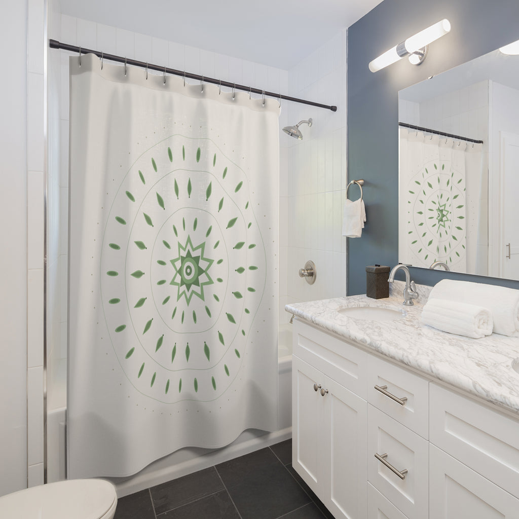 Sage Green Mandala Shower Curtain – Lotus Bloom