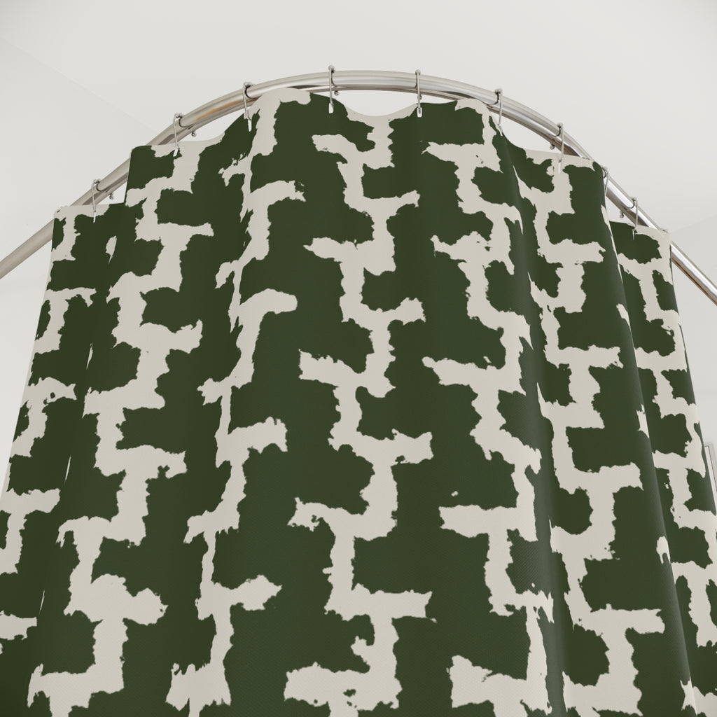 Olive Green Greek Key Shower Curtain