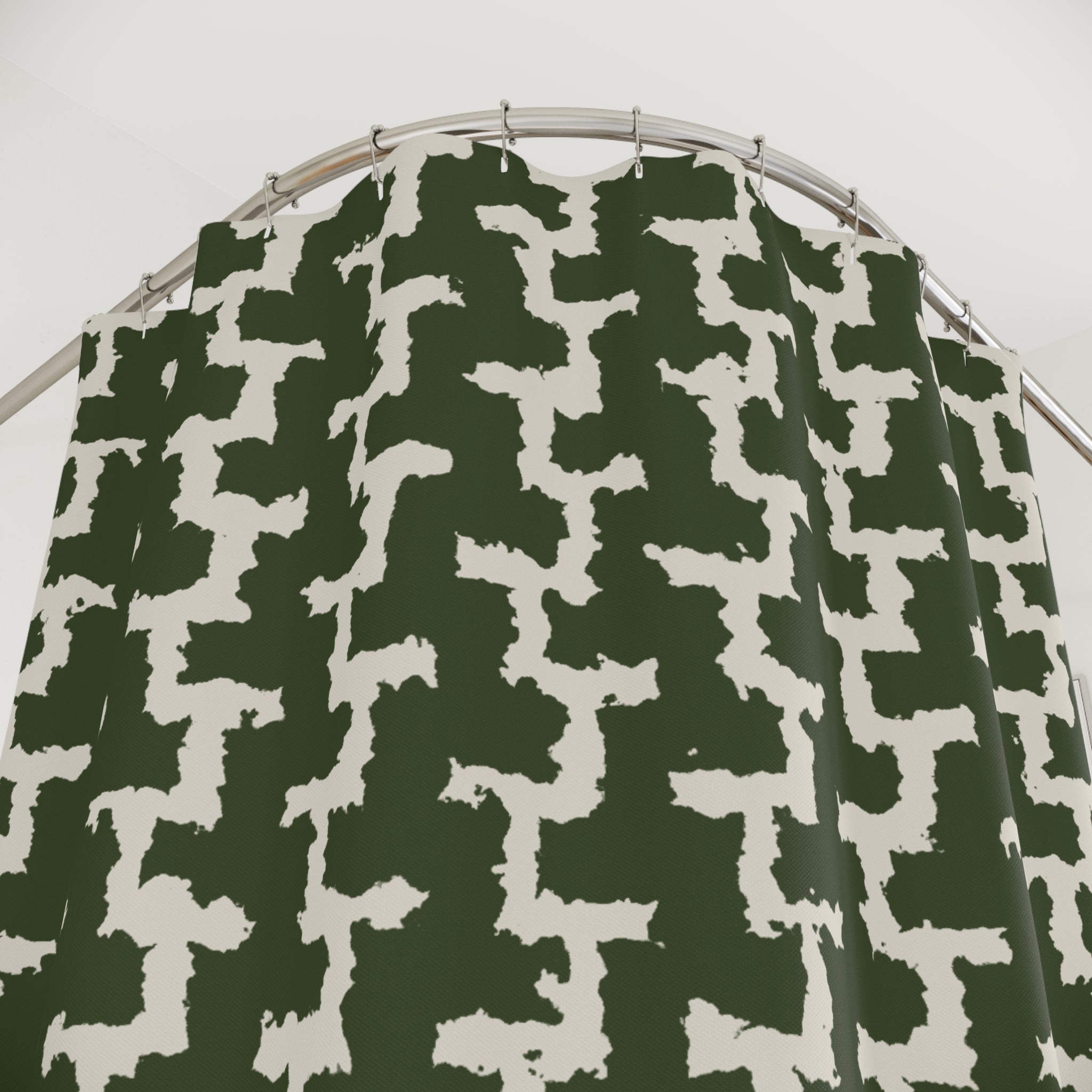 Olive Green Greek Key Shower Curtain