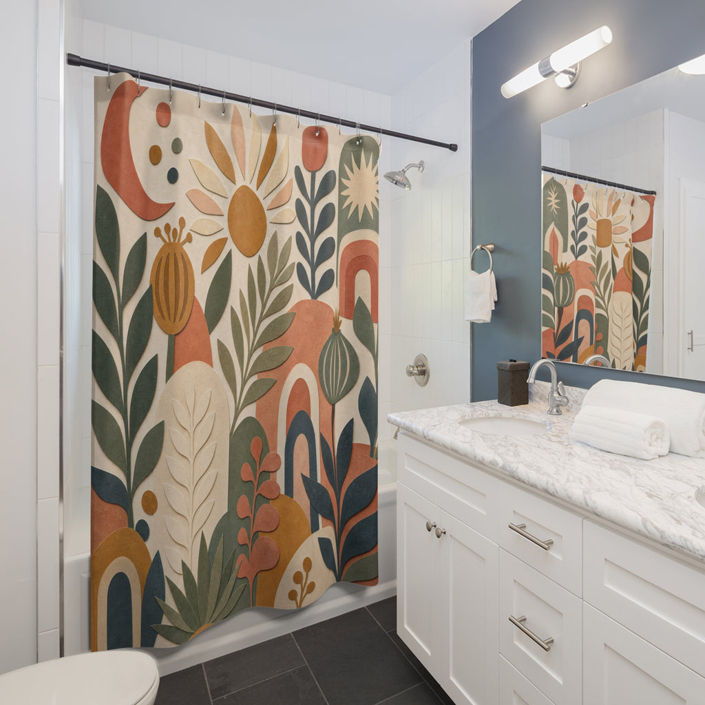Modern Boho Botanical Shower Curtain
