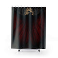 Unique Bat Shower Curtain, Red Gothic Wing Art, Black Vampire Bathroom Decor, Dark Spooky Halloween Guest Bath Accent, Dramatic Bath