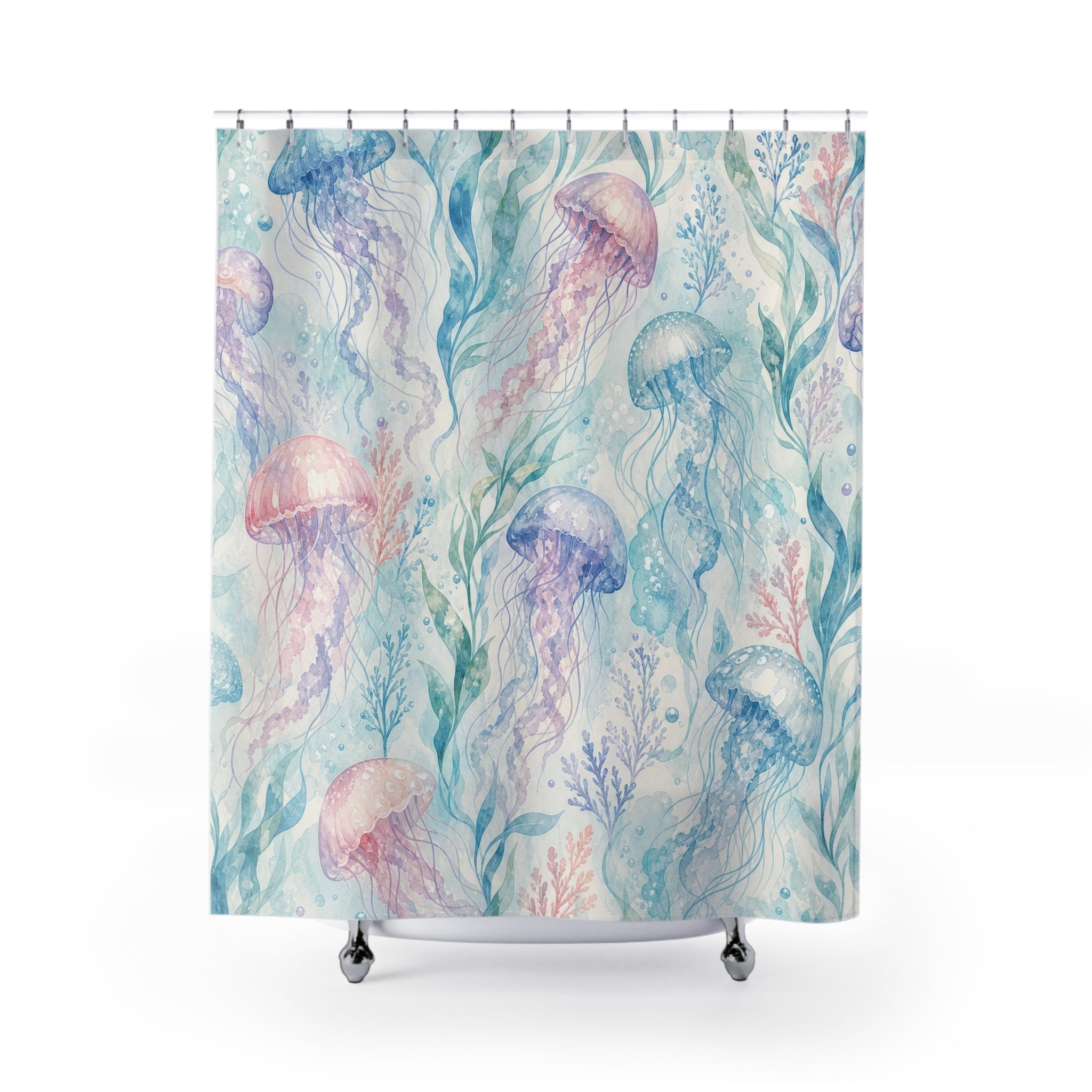 Aqua Lavender Jellyfish Shower Curtain