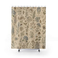 Vintage Wildflower Botanical Farmhouse Beige Blue Brown Shower Curtain