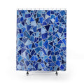 Blue Mosaic Shower Curtain, Cobalt Blue Modern Bathroom Decor, Mosaic Pattern Bath Curtain, Guest Bath Decor, Small Bathroom Decor
