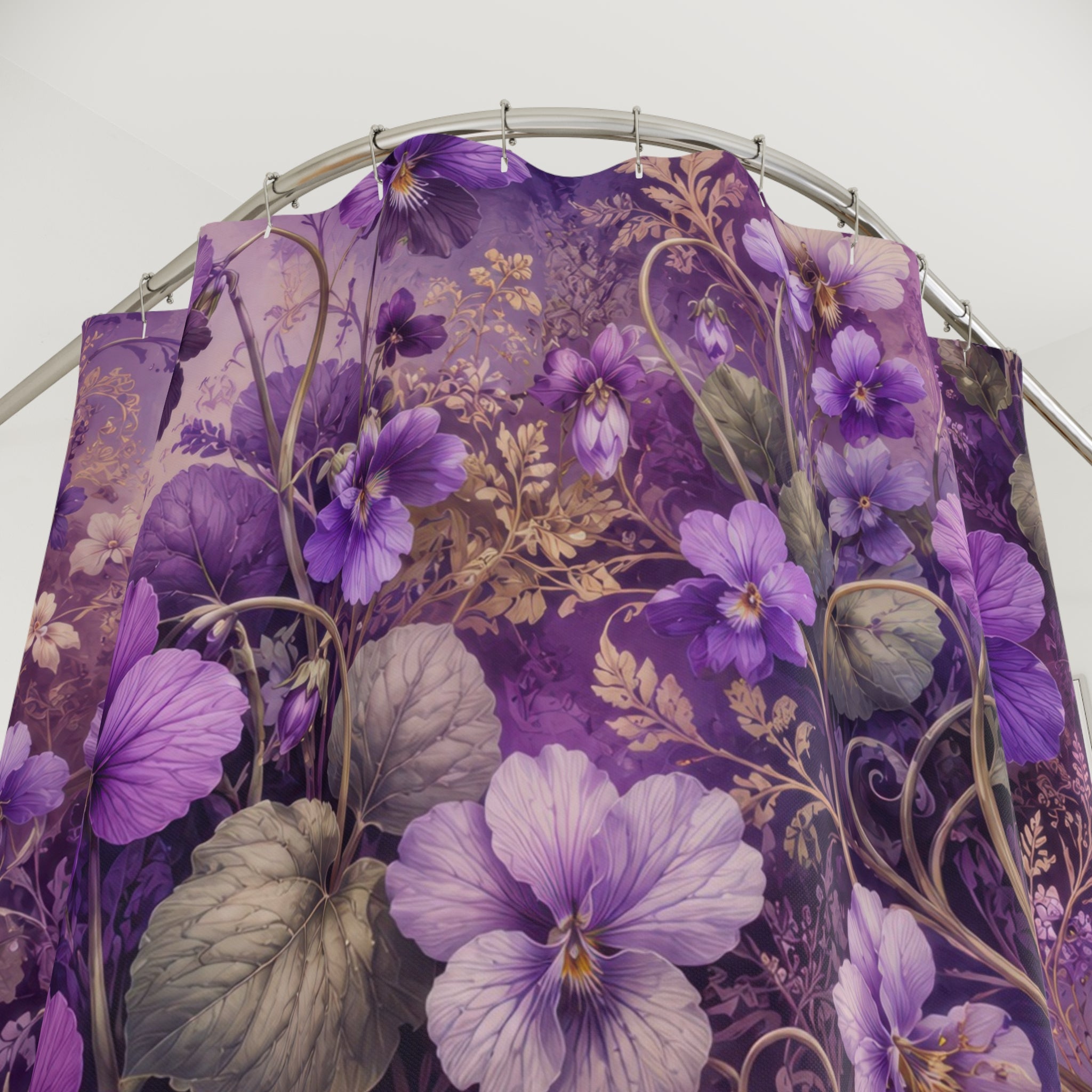 Purple Floral Shower Curtain: Violet Botanical