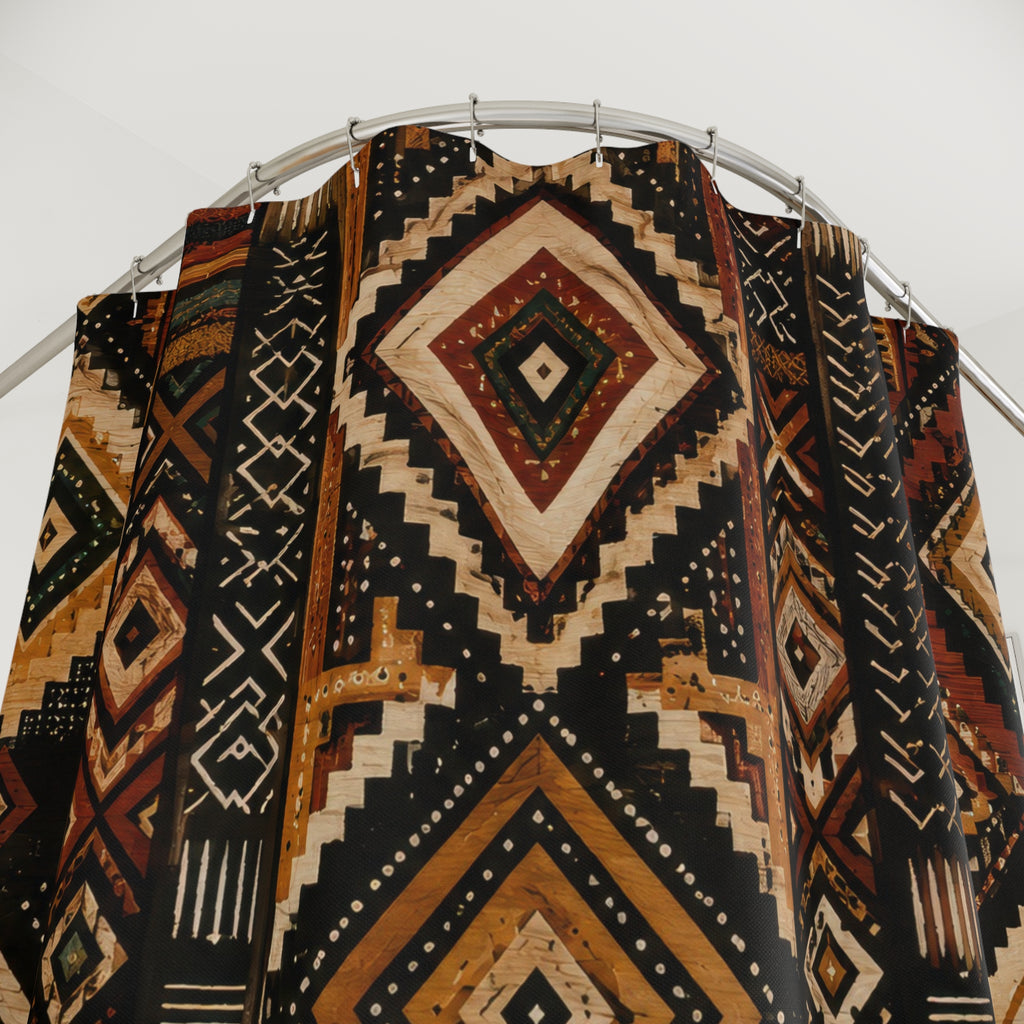 African Shower Curtain: Boho Mudcloth