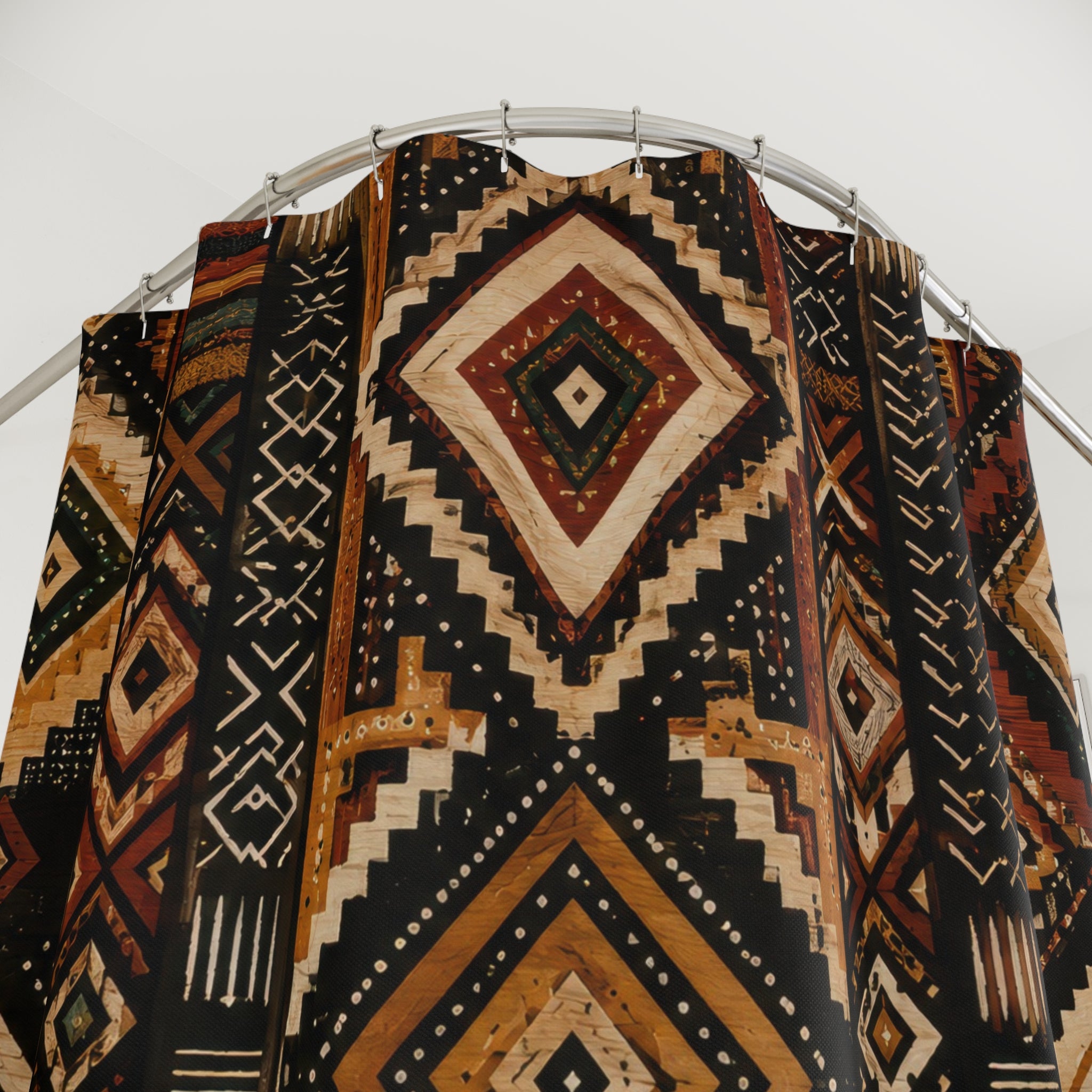 African Shower Curtain: Boho Mudcloth