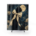 Moonlit Black Cat Bow Shower Curtain