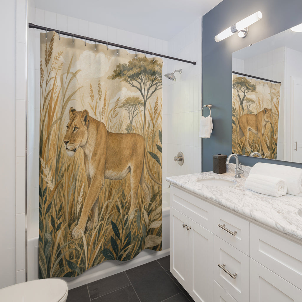 Savanna Lioness Animal Scene Shower Curtain