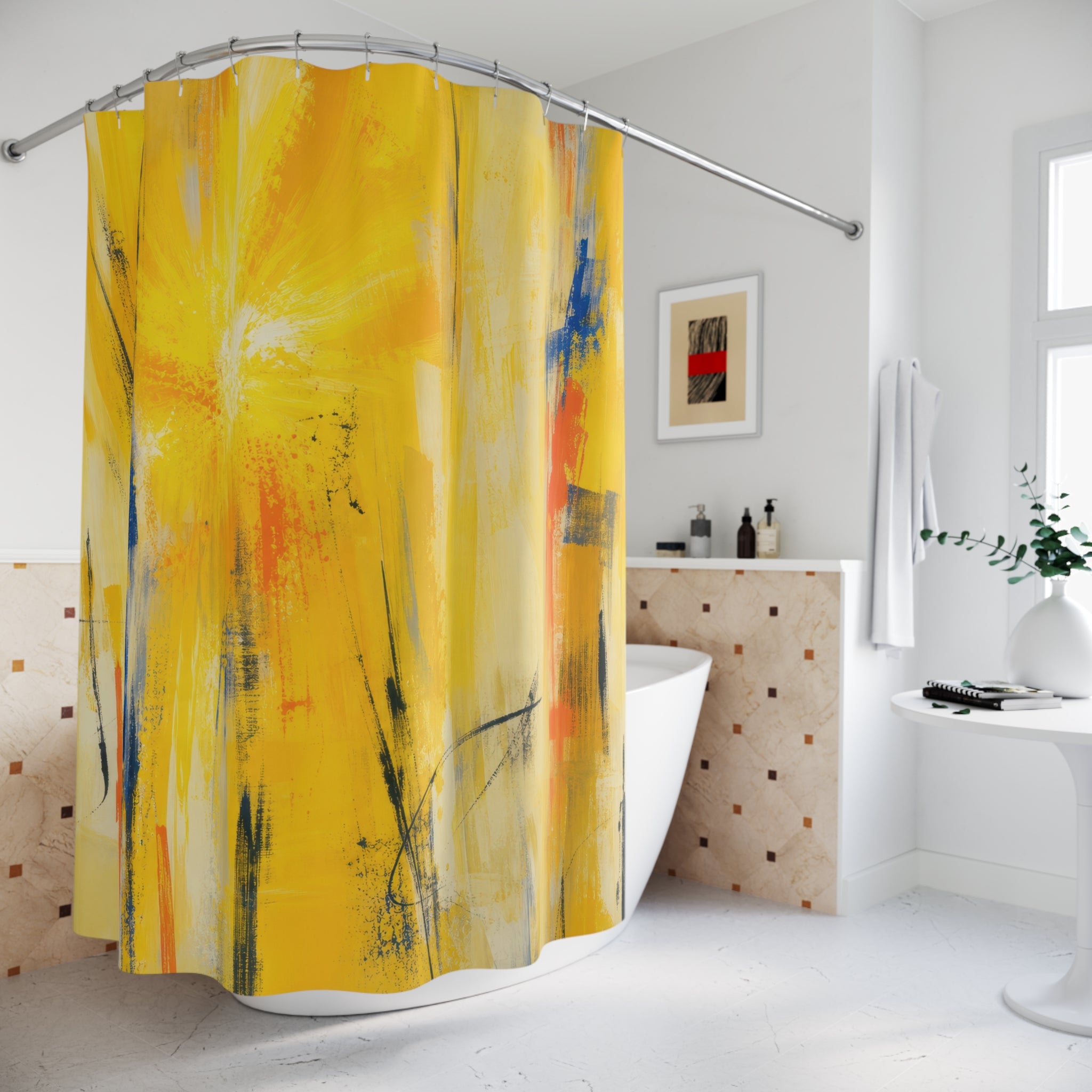 Cadmium Yellow Abstract Shower Curtain