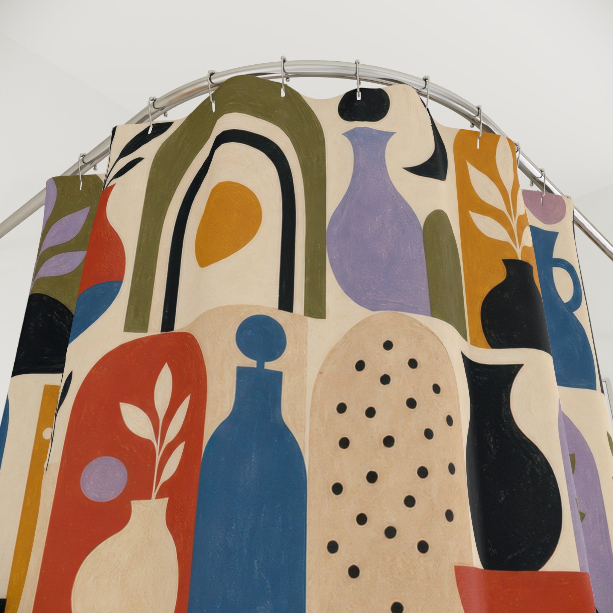 Modern Colorful Folk Shapes Shower Curtain