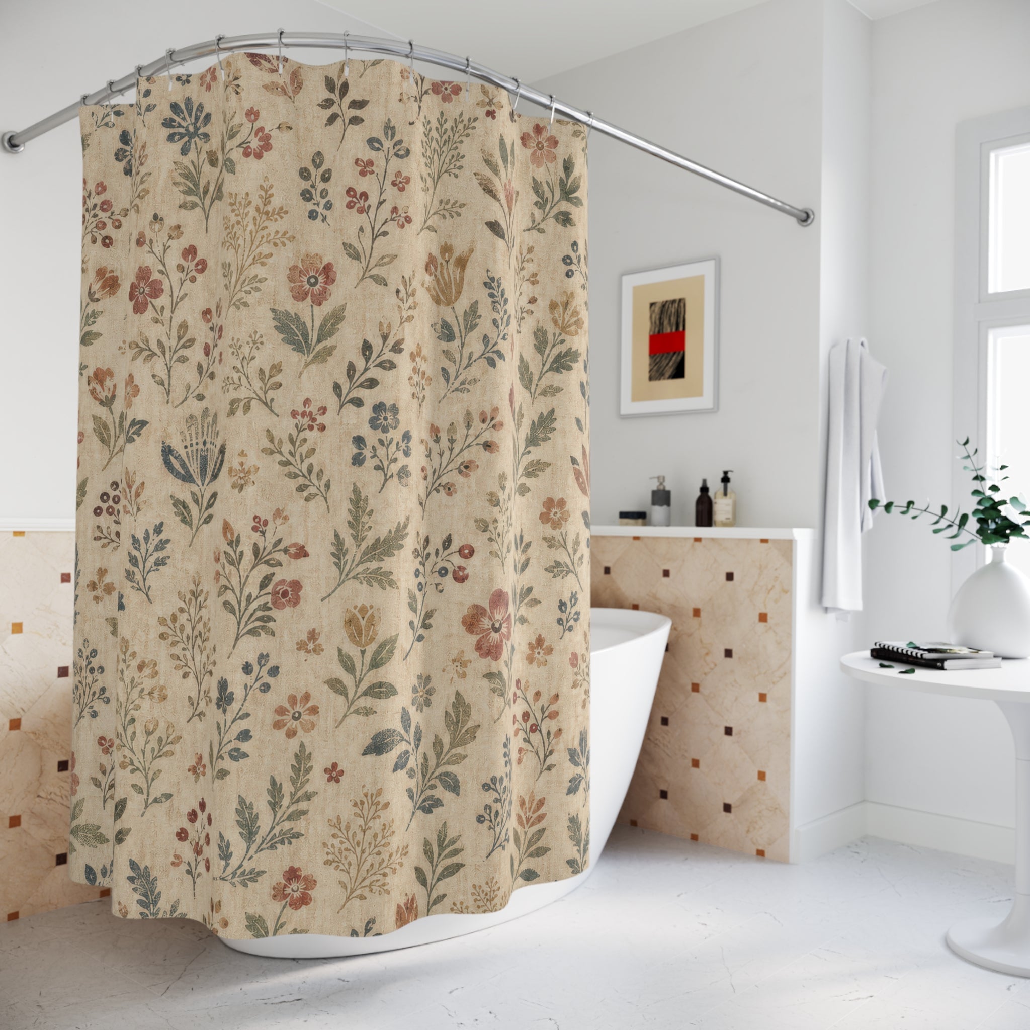 Vintage Farmhouse Wildflower Shower Curtain