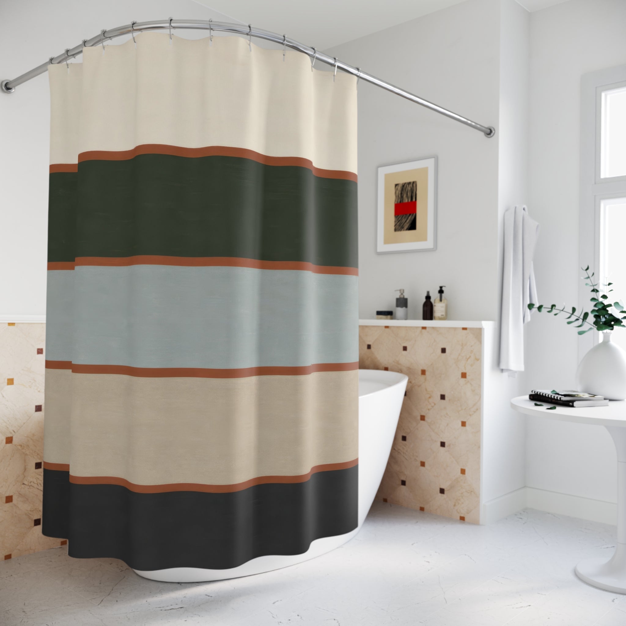 Horizontal Color Block Band Shower Curtain