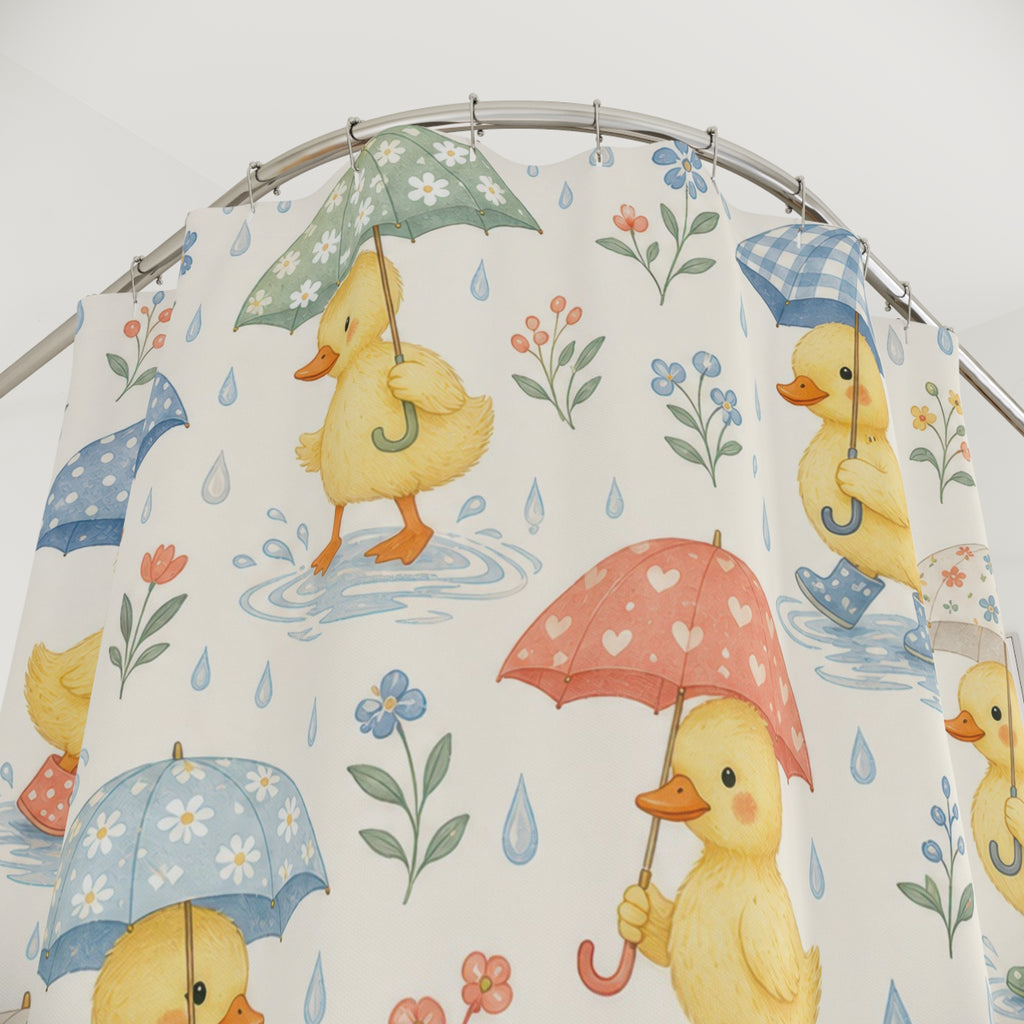 Yellow Duckling Umbrella Shower Curtain