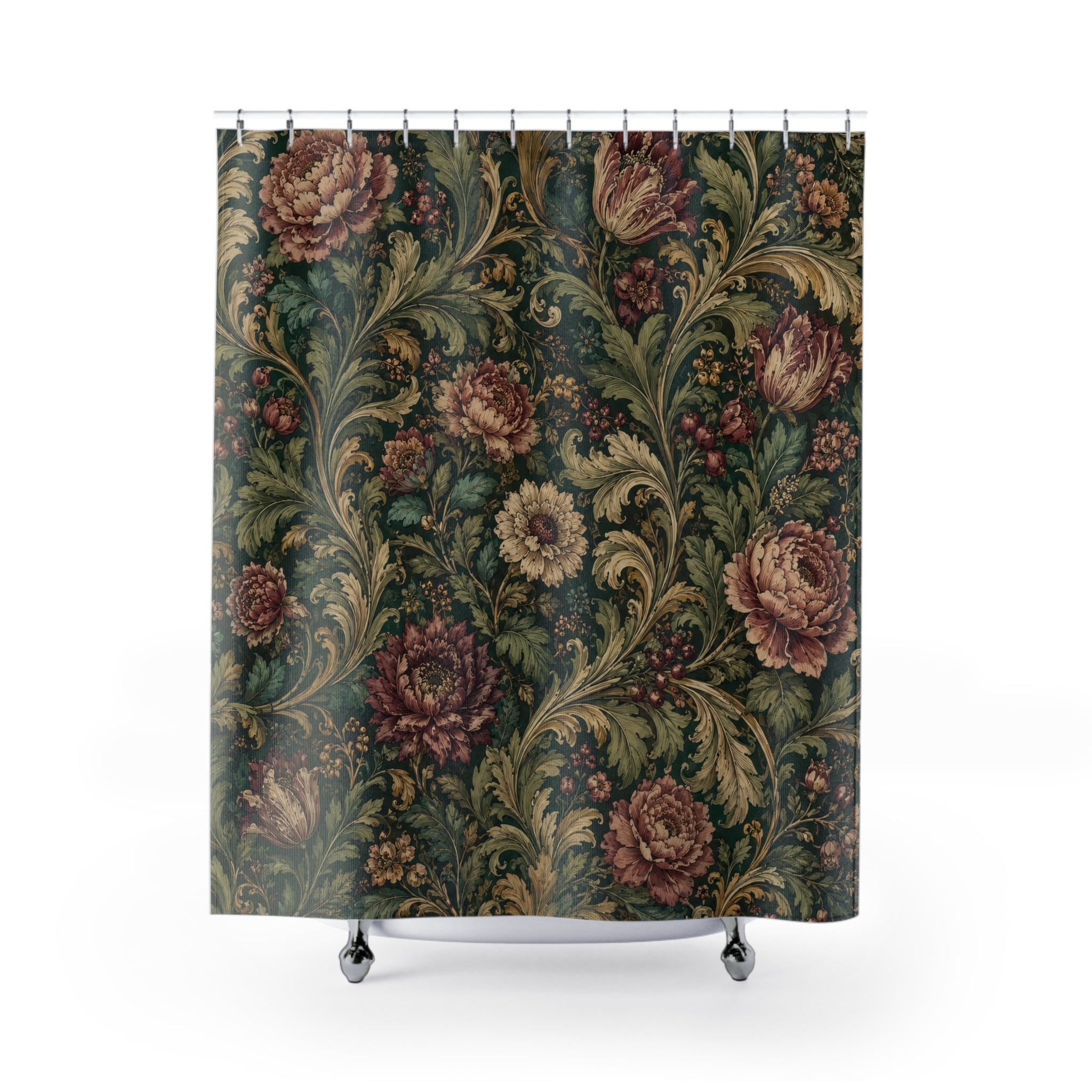Victorian Green Botanical Shower Curtain