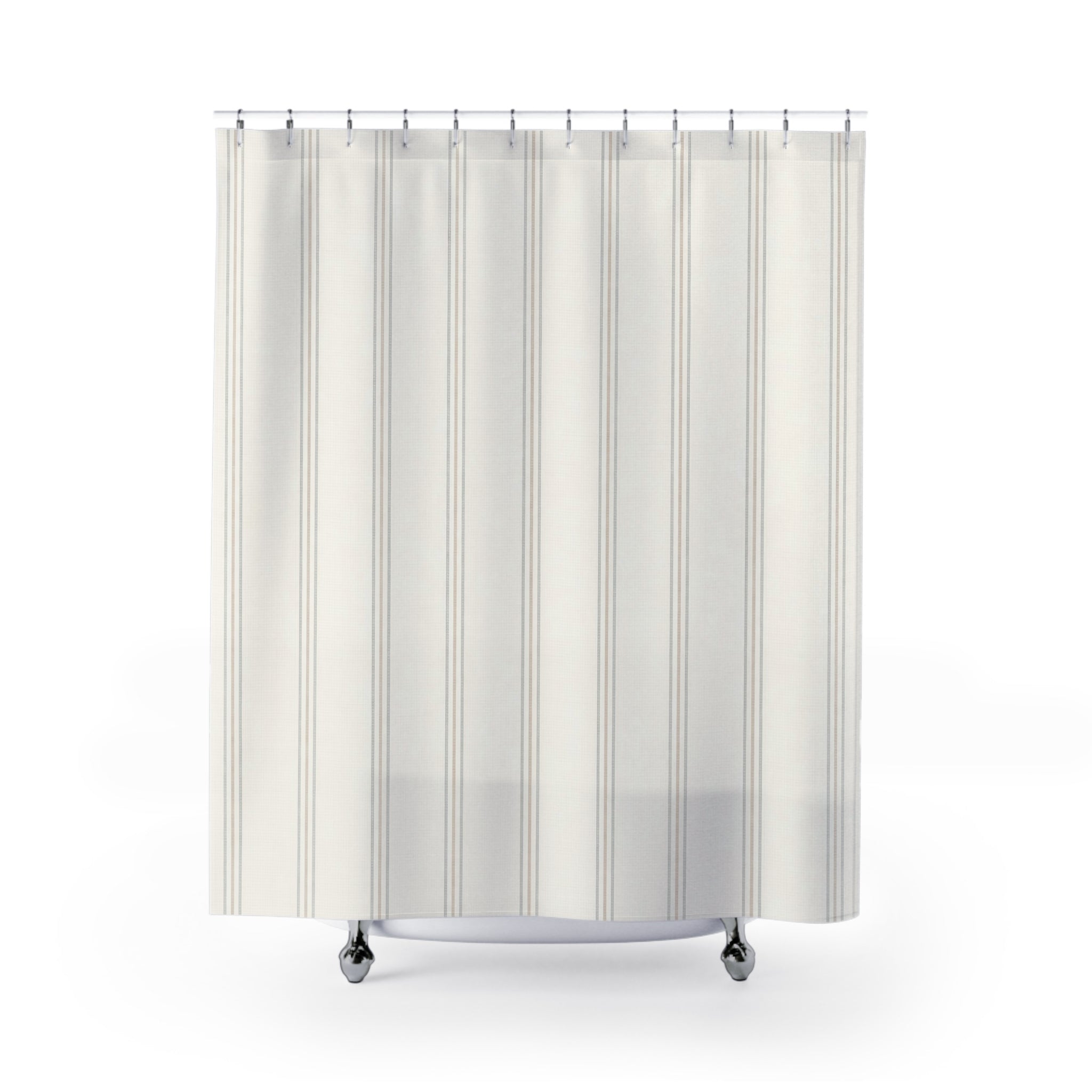 Cream Taupe Pinstripe Cluster Shower Curtain