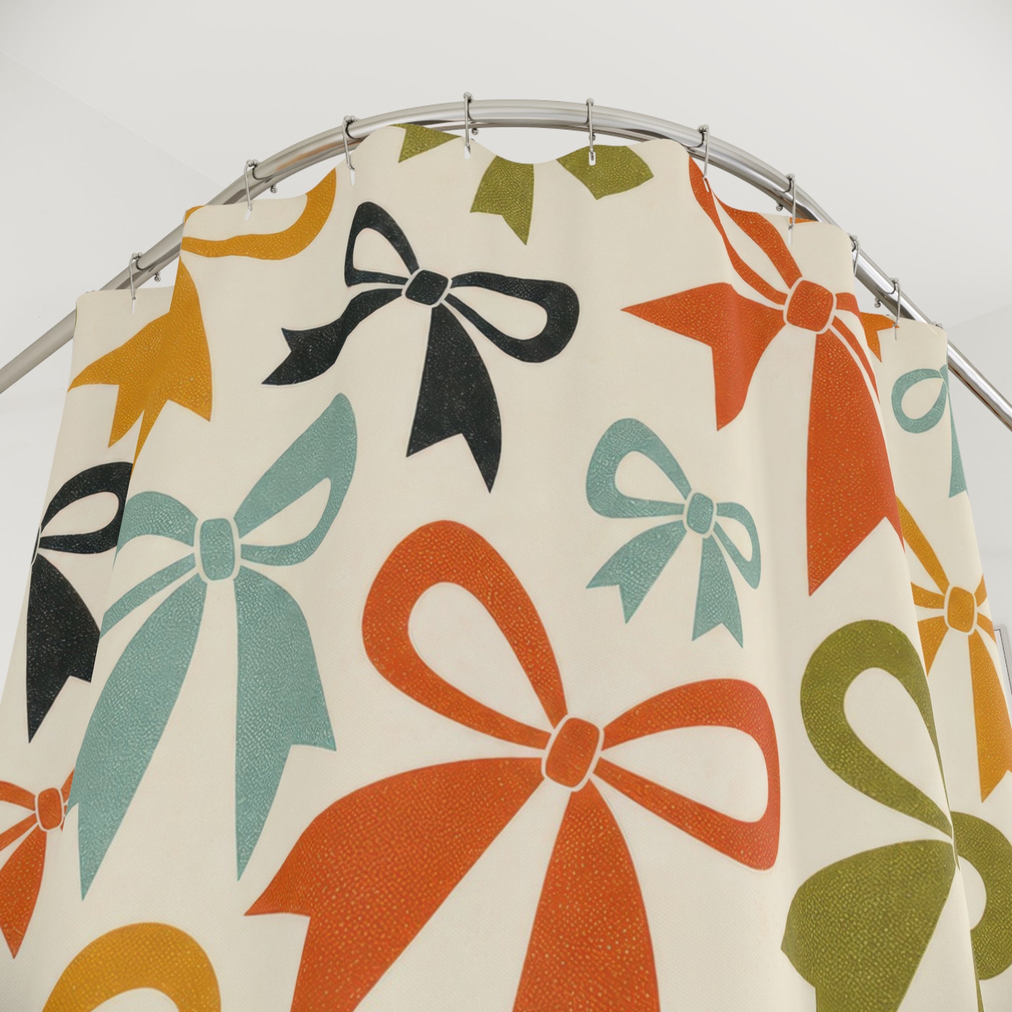 Retro Ribbon Bow Pattern Shower Curtain