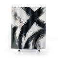 Black White Brushstroke Shower Curtain