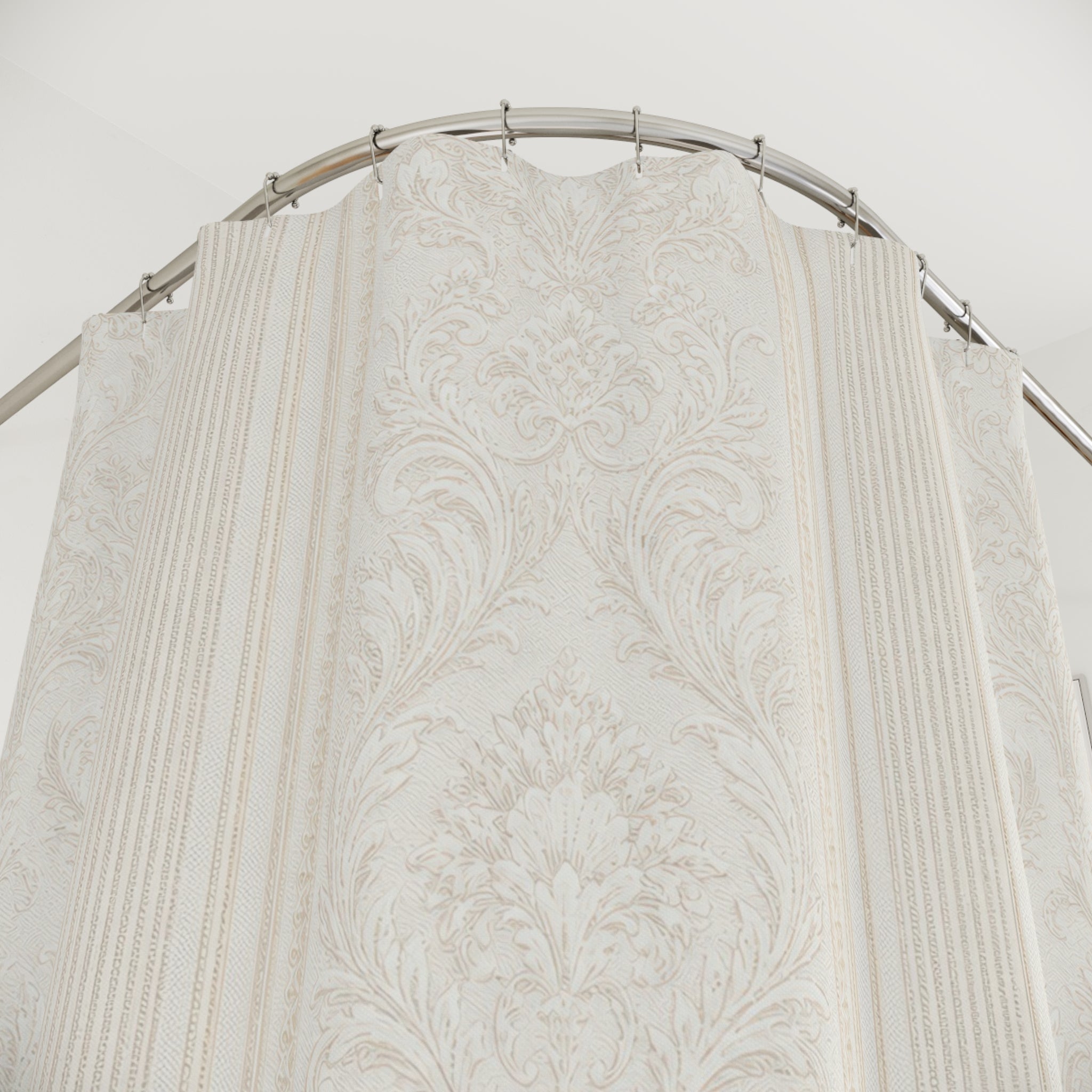Antique White Damask Stripe Shower Curtain
