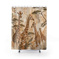 Giraffe Safari Botanical Shower Curtain