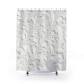 White Baroque Relief Shower Curtain