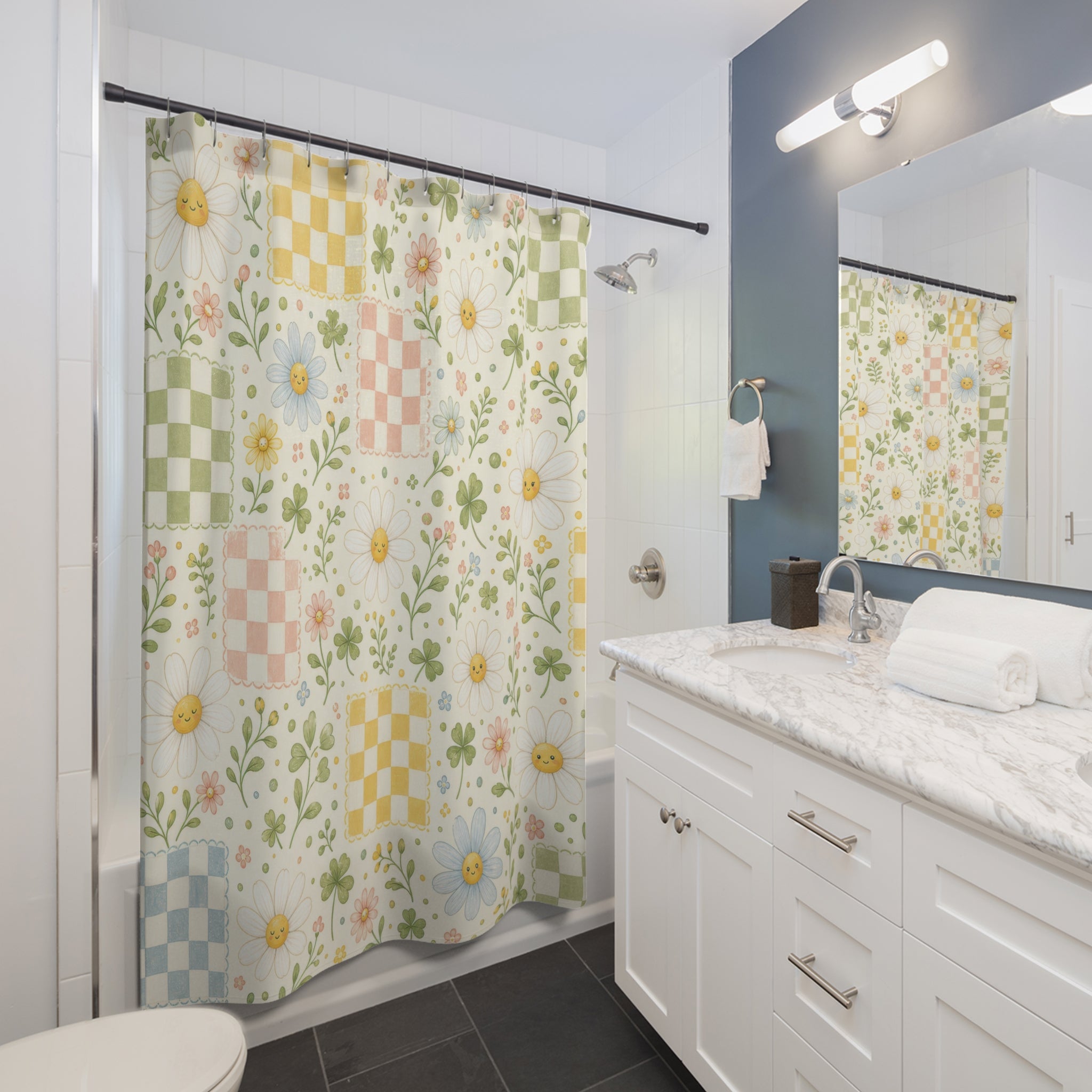 Daisy Farmhouse Cottage Cottagecore Beige Shower Curtain