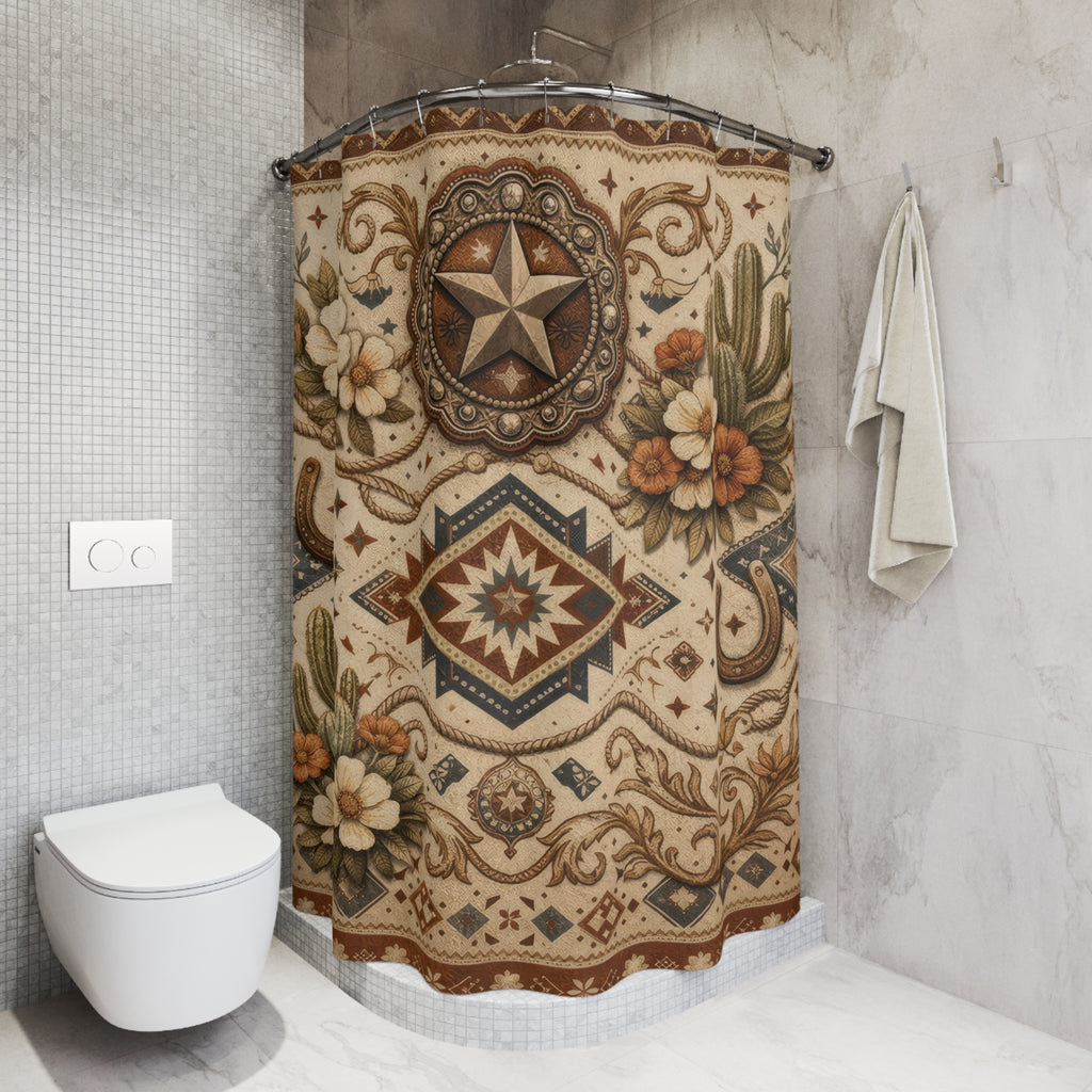 Western Floral Shower Curtain – Desert Ranch Beige