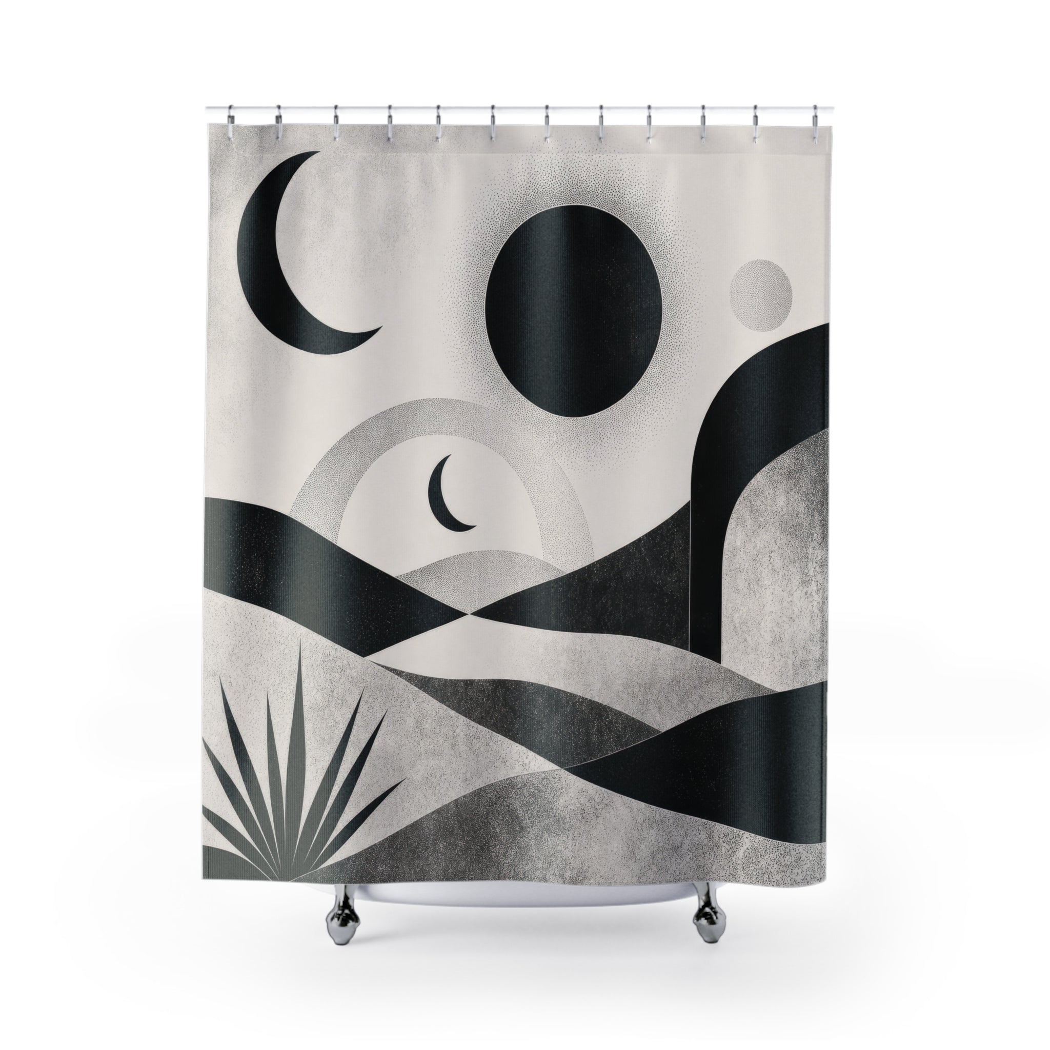Black White Desert Landscape Shower Curtain