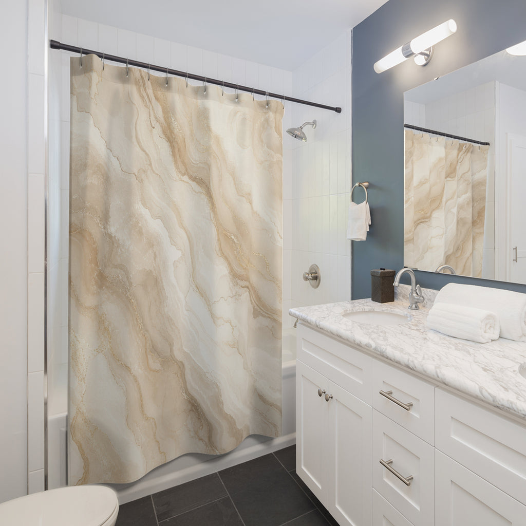 Flowing Marble Stone Shower Curtain